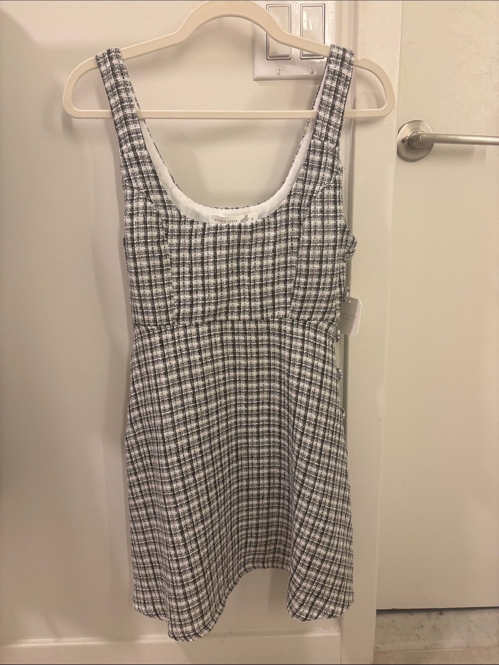 Altar'd State Black and White Plaid Mini Dress